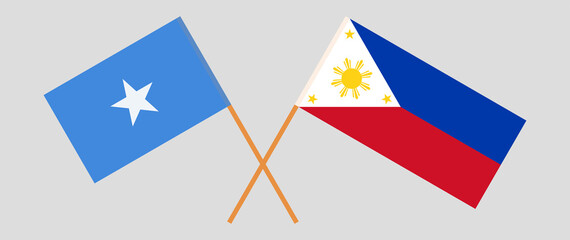 Crossed flags of Somalia and the Philippines. Official colors. Correct proportion