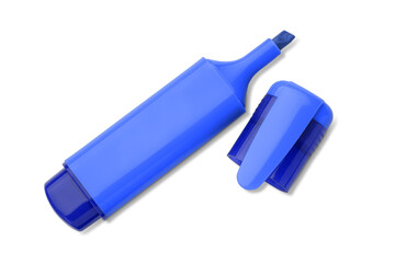 blue marker Isolated on a White Background. Writing accessories