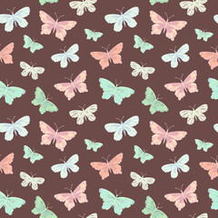 Seamless vector pattern with butterfly. Decoration print for wrapping, wallpaper, fabric, textile. 