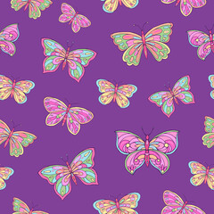 Seamless vector pattern with butterfly. Decoration print for wrapping, wallpaper, fabric, textile. 