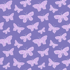 Seamless vector pattern with butterfly. Decoration print for wrapping, wallpaper, fabric, textile. 