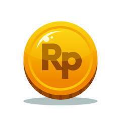 Gold coin indonesia rupiah vector icon sign