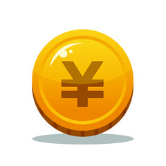 Obraz premium Gold coin japanese yen vector icon sign