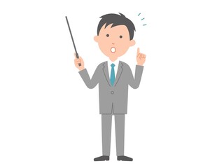 プレゼンテーションをする、若いビジネスマン　全身1