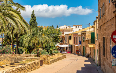 Fototapeta na wymiar Old street of Alcudia, Majorca island.