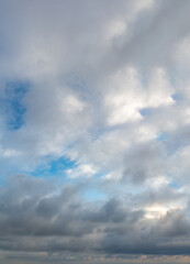 Fantastic clouds against blue sky, panorama