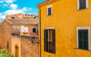 Fototapeta na wymiar Old street of Alcudia, Majorca island.