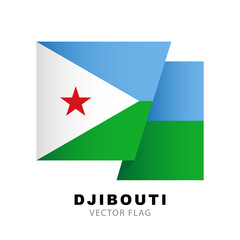 Colorful logo of the Djibouti flag. Flag of Djibouti. Vector illustration on a white background.