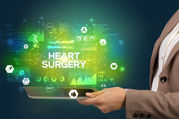 Close-up of a touchscreen with medical inscription