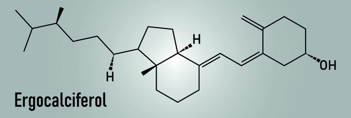 Skeletal formula of Ergocalciferol or  vitamin D2 molecule.