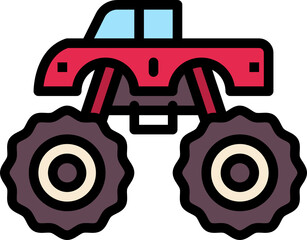 monster truck color outline icon © tulpahn