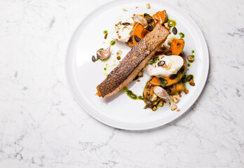 salmon and baked pumpkin