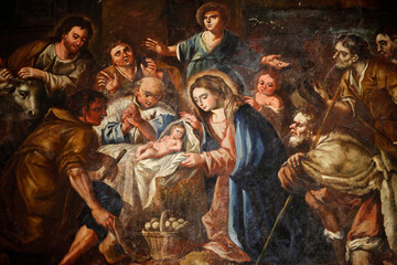 Nativity painting in Iglesia ex-conventual de Ntra. Sra del Carmen