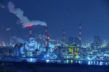 水島臨海工業地帯の夜景(岡山県倉敷市)
