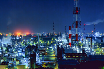 水島臨海工業地帯の夜景(岡山県倉敷市)