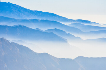 Foggy morning mountain view landscape shot