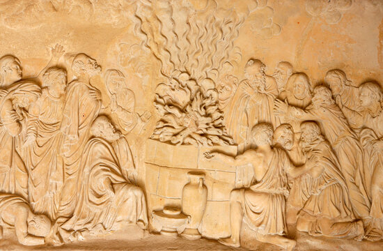 Sculpture depicting the priests of Baal at El Muhraqa
