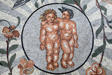 Astral sign mosaic in Galleria Umberto, Napoli: Gemini