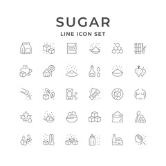 Set line icons of sugar