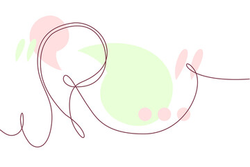 Speech bubble continuous line drawingwith color shapes. Black isolated linear template. Comic Doodle concept design. Outline simple border for social media, web sites, dialog chat. Vector illustration