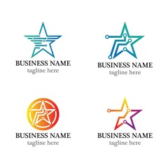 Obraz premium Star tech logo vector icon set