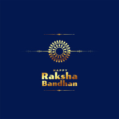 hindu culture raksha bandhan celebration card in golden rakhi and blue background