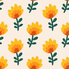 Garden flower, plants, botanical, seamless vector design for fashion, fabric, wallpapers and all prints. Beautiful floral pattern.