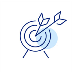 Arrows hitting target. Success and achievement. Pixel perfect, editable stroke line art icon