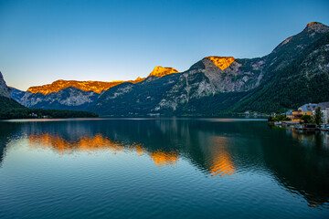 Fototapeta premium Hallstatt at sunset. Austria. Alps.