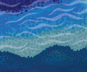 Blue aboriginal water artwork - vector background