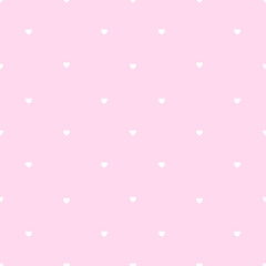 White little hearts against pink background. Seamless cute pattern. Vector.