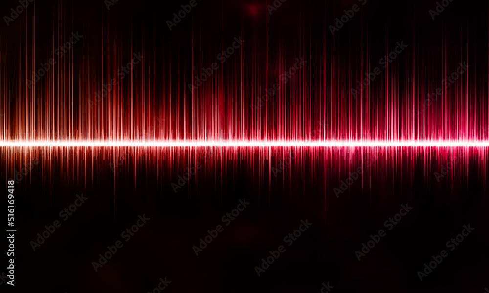 Wall mural abstract digital sound wave in red and crimson on a black background. beautiful illustration