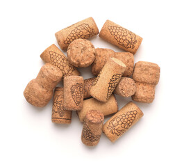 Top view of different wine corks
