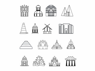 ancient architecture line art icon set .ancient vector illustration