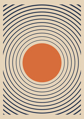 Hand drawn summer sun and waves poster.