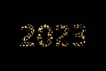 golden leaves - year 2023 - obrazy, fototapety, plakaty