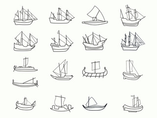 old ship line art icon .trade exploration ship vessel icon logo 