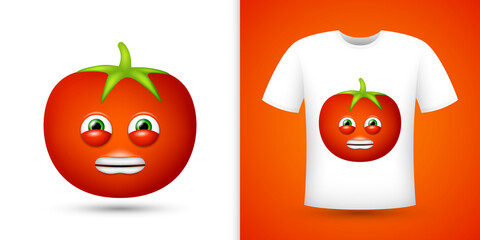 Tomato on white shirt. Vector