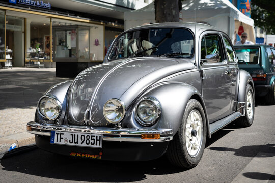 BERLIN - JUNE 18, 2022: Economy car Volkswagen Beetle. Classic Days Berlin.