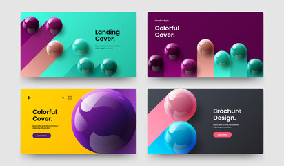 Premium poster design vector illustration bundle. Trendy realistic balls annual report layout composition.