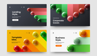 Original 3D balls company identity layout bundle. Simple horizontal cover design vector concept collection.