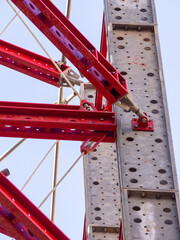 Metal structure made of steel with screws and rivets