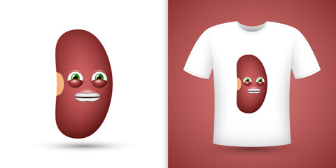 Kidney Bean on white shirt. Vector