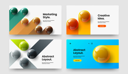 Original 3D spheres booklet template composition. Abstract poster design vector layout bundle.