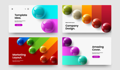 Isolated realistic balls postcard template bundle. Premium corporate cover design vector illustration collection.