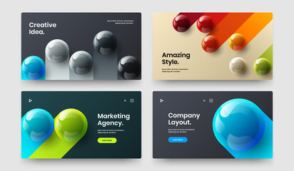 Creative 3D balls booklet concept bundle. Unique annual report vector design template set.