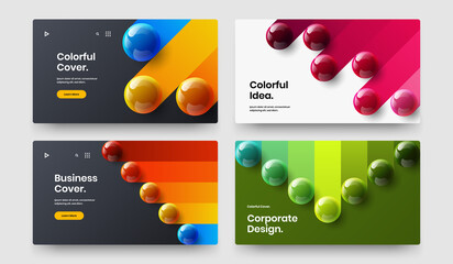 Abstract handbill design vector layout set. Fresh 3D spheres corporate cover template collection.