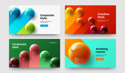 Creative corporate cover vector design illustration collection. Bright realistic balls handbill layout composition.