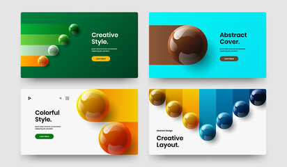 Isolated corporate identity vector design illustration bundle. Colorful 3D balls front page template composition.