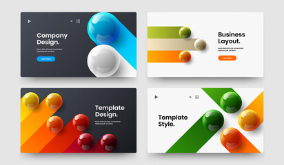Simple presentation vector design concept composition. Clean realistic balls website screen illustration bundle.